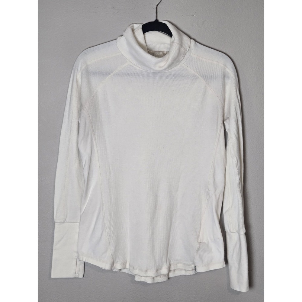Mountain Hardwear Ivory Waffle Knit Cowl Neck Thermal Women's Sz M Top Baselayer